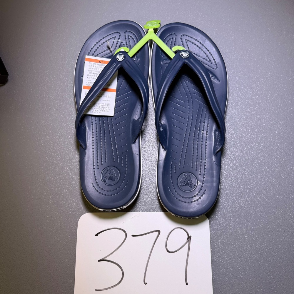 Crocs Crocband Flip Flops Navy White Sandals Womens 10 Mens 8 11033-410